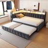 Merax Schlafsofa Tagesbett 90x200cm mit Ausziehbett, Jugendbett Einzelbett mit Ladefunktion und LED, Polsterbett Metallbett, Samt, Dunkelgrau Bild 5