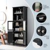 Badschrank mit Glastüren 2 offenen Fächern und verstellbaren Regalen Schwarz Bild 5
