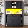 Küchenschrank aus MDF mit LED-Beleuchtung & Schiebetüren, 115x40x174,7 cm, Schwarz Bild 2
