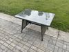 Fimous Outdoor Gartenmöbel-Set Ecksofa Set mit Länglicher Esstisch 2 Großer Hockern 2 Sesseln Dunkelgrau gemischt Bild 5