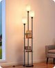 EDISHINE Stehlampe Wohnzimmer, LED wechselbar, warmweiß, mit Regalen, Leinenlampenschirme, E27 LED inkl. Bild 2