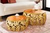 Extravagantes Couchtisch-Set RIXOS-Leaf ca. 70cm Metall natur Akazie Handarbeit Bild 2