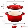 Annastore Bräter Gusseisen Topf emailliert mit Deckel Bräter Brotbacktopf Brottopf, Ofenfest bis 260 Grad, Für Induktion, Gas, Ceran, Elektro, Ofen Bild 3