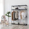Stoffschrank mit 2 Kleiderstangen, Stoff, Metall, Kunststoff, Schwarz, 140 x 43 x 174 cm Bild 3