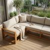 STEELSØN 'Mizaru' Premium Gartenlounge, Gartenmöbel Set, taupe, Akazienholz, wetterfest und UV-beständig, Outdoor Ecksofa mit 3 Sitzen Bild 2