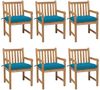 vidaXL Gartenstühle 6 Stk. mit Hellblauen Kissen Massivholz Teak 3073050 Bild 1