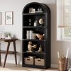GarveeMore Bücherregal 5Regalböden Gewölbtes Bücherregal 180CM Holz AnzeigeAusstellungsregal, Bücherregal Holzregale für Home Office, Wohnzimmer Bild 3