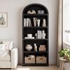 GarveeMore Bücherregal 5Regalböden Gewölbtes Bücherregal 180CM Holz AnzeigeAusstellungsregal, Bücherregal Holzregale für Home Office, Wohnzimmer Bild 2