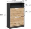 Schuhkipper Luca Anthrazit/Goldkraft Eiche 59 x 89.5 cm mit 2 Fächern Vicco Bild 2