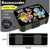 BEARFOOT Lunchbox Brotdose mit Fächern, leicht & auslaufsicher - Dinos schwarz, PP, ABS, Silikon, Kindergarten und Schule - Mädchen und Jungen, Vesperbox, Snackbox Bild 3