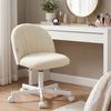 SONGMICS Schminkstuhl, Bürostuhl, Kurzflor-Plüsch-Oberfläche, höhenverstellbar, kompaktes Design, beige Bild 3