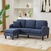 3-Sitzer Ecksofa B 166 x T 118 x H 77 cm aus blauem Cord mit flexibel montierbarer Chaiselongue Bild 3