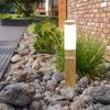 LED Sockellampe, Deko-Licht, Edelstahl, Holz-Optik, H 50 cm Bild 5