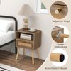 Nachttisch mit Rattanverzierung kleine Beistelltisch im Boho-Stil mit Schublade Natur Bild 5