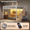 Hochbett mit RGB LED-Streifen, Lattenrost, Treppe, Regal, Rausfallschutz, 140x200cm, Kinderbett, Metallbett, Jugendbett Bild 4