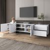 TV-Schrank 190x45x35 cm in Hochglanz Weiß und Schwarz mit Türen und Schubladen Bild 3