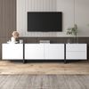 TV-Schrank 190x45x35 cm in Hochglanz Weiß und Schwarz mit Türen und Schubladen Bild 2