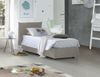 Dmora Azeglio-Einzelbett, Bettkasten mit Stoffbezug, 100 % Made in Italy, Öffnung vorne, inklusive Matratze 80 x 190 cm, Beige Bild 2