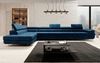 Designer Sofa Maxi mit Schlaf - und Klappfunktion Blau Samt Links Bild 3