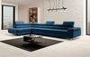 Designer Sofa Maxi mit Schlaf - und Klappfunktion Blau Samt Links Bild 2