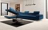 Designer Sofa Maxi mit Schlaf - und Klappfunktion Blau Samt Links Bild 5