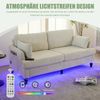 LVHOM 2-Sitzer Sofa mit USB&LED, Zweier Polstersofa Chenille Bezug, Loveseat 175x83 cm mit Zierkissen, Mid-Century Stil, Beige Bild 3