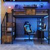 Hochbett 140*200 aus Metall mit Schreibtisch, Ablagefächern, Kleiderstange, LED-Beleuchtung und Steckdose Multifunktionale Etagenbett ist ideal für Büros, Arbeitszimmer und kleine Zimmer, Schwarz Bild 3