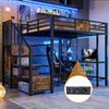 Hochbett 140*200 aus Metall mit Schreibtisch, Ablagefächern, Kleiderstange, LED-Beleuchtung und Steckdose Multifunktionale Etagenbett ist ideal für Büros, Arbeitszimmer und kleine Zimmer, Schwarz Bild 4