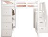 Kinder Hochbett aus Massivholz 140x200 cm mit Sicherheitsleiter, Schubladen & Regal – Stauraumbett, Jugendzimmer,weiß Bild 5
