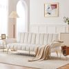 Modernes klappbares Schlafsofa, Schlafsofa mit Hilfsfüßen, mit Schlaffunktion, Samtstoff, geeignet für Wohnzimmer, Schlafzimmer, Beige Bild 5