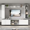 TV Wohnwand-set mit Vitrinen, Komplett-Set 4-St Mediawand inkl. TV-Board Standregal und 2 Wandregal Wohnzimmermöbel-Set stehend & hängend TV bis 80', Holz, Weiß, 180 x 35 x 33.5 cm Bild 3