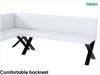 MEBLINI Eckbank für Esszimmer mit ausziehbarem Tisch - Küchenbank - Essecke - Sitzecke Küche - TONI - X-Beine 142x196x87cm Links - Weiß Kunstleder/B Schwarz Hochgl. Bild 5