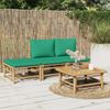 vidaXL 4-tlg. Garten-Lounge-Set mit Grünen Kissen Bambus 3155171 Bild 1