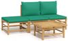 vidaXL 4-tlg. Garten-Lounge-Set mit Grünen Kissen Bambus 3155171 Bild 2