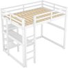 Kinderbett Hochbett Bettgestell mit Stauraum, komplett aus Kiefer, mit 4 Ablagefächern und einer Schreibtischplatte, weiß, 140 X 200 cm Bild 5