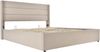 Polsterbett 140x200 cm, Leinenbezug Beige, hydraulischer Bettkasten, gepolstertes Kopfteil mit Dreifach-Design Bild 5