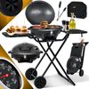 KESSER® 2in1 Elektrogrill mit Deckel und Standfuß, faltbar, mit Thermometer und 2 Räder, Aluminium schwarz, Set Bild 1