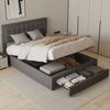 oyajia Polsterbett Doppelbett Polsterbett 140x200cm, Luftdruck anhebbarer Stauraumbett (Leinenmaterial Polsterbett mit Lattenrost und Luftdruckhebel), Modernes Jugendbett, Leises Design, Einfach zu montieren und stabil Bild 3