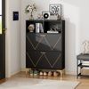 Merax Schuhschrank mit 2 unteren Klapptüren,Flur-Schuhschrank mit 4 Schuhablagefächern,Schrank mit 2 halboffenen Ablageflächen,Sideboard, Wohnzimmerschrank, Schwarz Bild 5