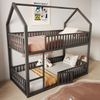 Kinder-Etagenbett, Metall-Doppelbett Familienbett mit Treppe Loft-Design Unteres Bett mit kleiner Tür zum Öffnen und Schließen, Metall, Schwarz, 90 x 200 cm Bild 3