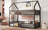 Kinder-Etagenbett, Metall-Doppelbett Familienbett mit Treppe Loft-Design Unteres Bett mit kleiner Tür zum Öffnen und Schließen, Metall, Schwarz, 90 x 200 cm Bild 4