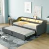 Ausziehbett Schlafsofa 90/180x200 cm Polsterbett mit 2 Matratzen Gästebett Platzsparend Ausziehbar zum Doppelbett USB LED,Dunkelgrau Bild 2