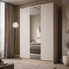 Lookway Kleiderschrank AURORA 3D KASCHMIR mit Spiegel Drehtürenschrank mit 3 Türen (Kleiderschrank mit stilvoller Umrandung in Goldoptik) 150 x 213 x 55 Bild 2