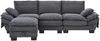 Sofa 3-Sitzer mit Hocker, Sitzfläche 194x53 cm, Dark Gray, Corduroy, USB-C, Stauraum, modular,84x260x132 cm Bild 5