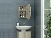 Vente-unique - Badezimmer Hängeschrank oval mit Spiegel - Eichefarben - RURI Bild 5