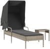 Sonnenliege, Gartenliege mit Dach und Tisch Hellgrau Poly Rattan Bild 2
