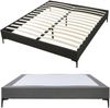 Doppelbett Lilla mit Matratze Textil 180x200 cm Dunkelgrau [en. casa] Bild 5