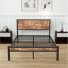 BlingBin Metallbett Metallgestell mit Stauraum-Kopfteil, Einzelbett Jugendbett (Einzelnes Metall-Plattformbettgestell, Geräuschfrei, 1-tlg, 120*200cm, Keine Matratze, Max Belastbarkeit: 220kg), Metalluntergestell, Ohne Boxspring Notwendig, Vintage Braun Bild 3