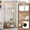 Garderobenständer mit Schuhbank & Schuhregal & 2 Aufhängestangen & 13 Haken Natur Bild 4