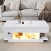 Couchtisch Lift-Teetisch, höhenverstellbare Lift-Tischplatte 2 Klappschränke halboffener Stauraum LED-Beleuchtung, MDF Hochglanz, Weiß, 98 x 45 x 40 cm Bild 5